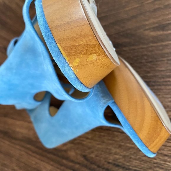 Michael Kors Josephine Blue Suede Platform Wedge - Picture 10 of 13